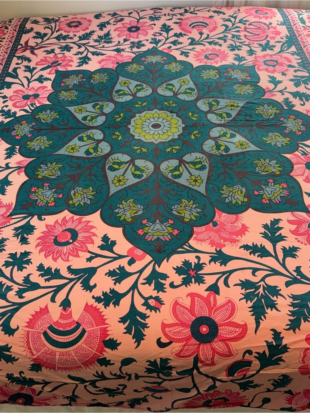 3H Boho Mandala Cotton Bed Cover Throw Wall Hanging Beach Blanket 84x96 India